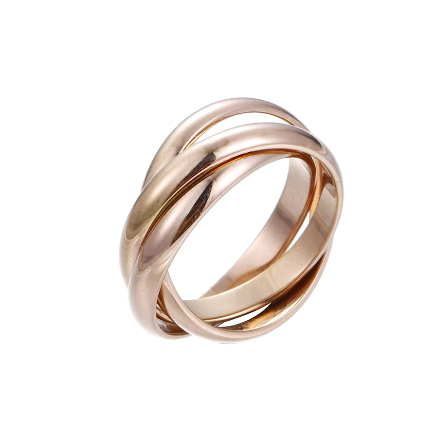 Creative Three-Ring Buckle Rotating Ring – Stainless Steel Rose Gold Unisex Spinner Ring