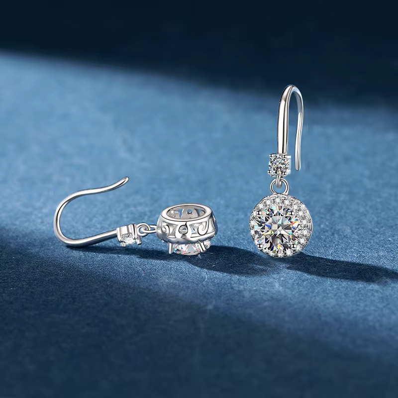 Cross-Border European American Hot-Selling 925 Silver Rhodium Plated D Color Drop Earrings Women's Geometric Shape Trendy