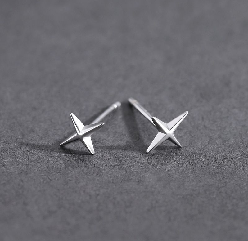 Minimalist Silver Cross Stud Earrings – Stainless Steel Religious Jewelry for Men and Women