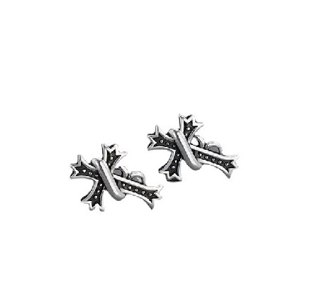 Vintage Gothic Cross Stud Earrings Unisex Punk Style Silver Plated Jewelry