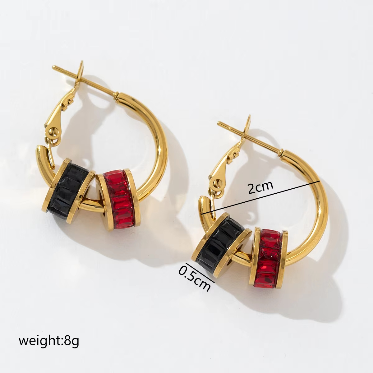 Custom New Design 316L Stainless Steel Multicolored CZ Hoop Earrings Jewelry 18K PVD Gold Waterproof Hypoallergenic