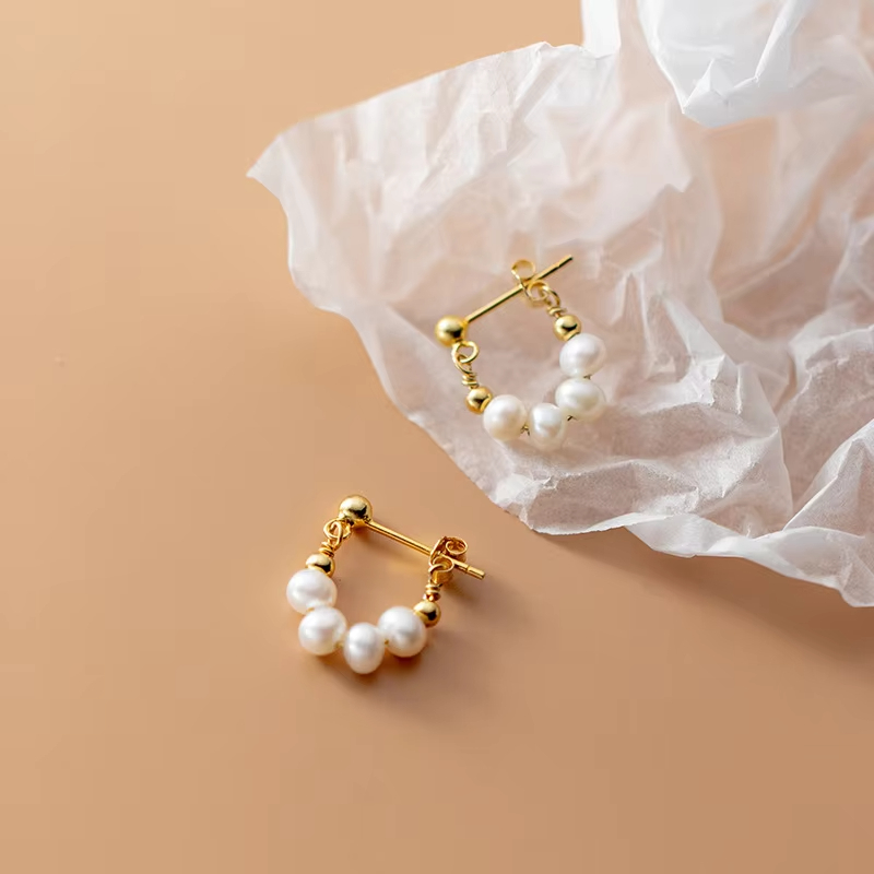 Custom Simple European Party Jewelry Punk Bohemian Natural Baroque Pearl Earrings for 925 Sterling Silver Women's Jewelry