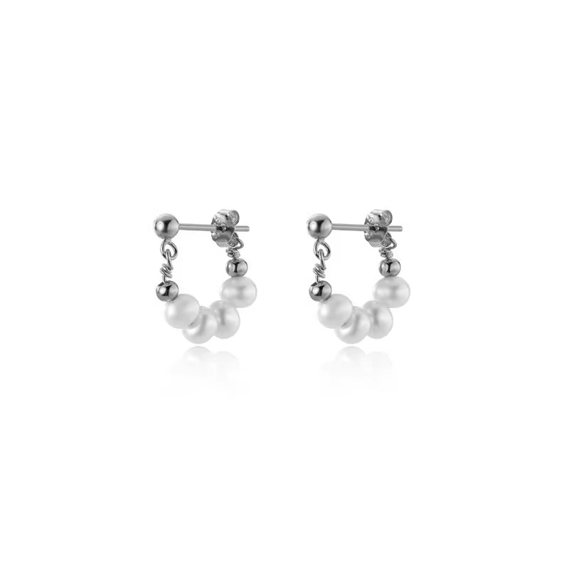 Custom Simple European Party Jewelry Punk Bohemian Natural Baroque Pearl Earrings for 925 Sterling Silver Women's Jewelry