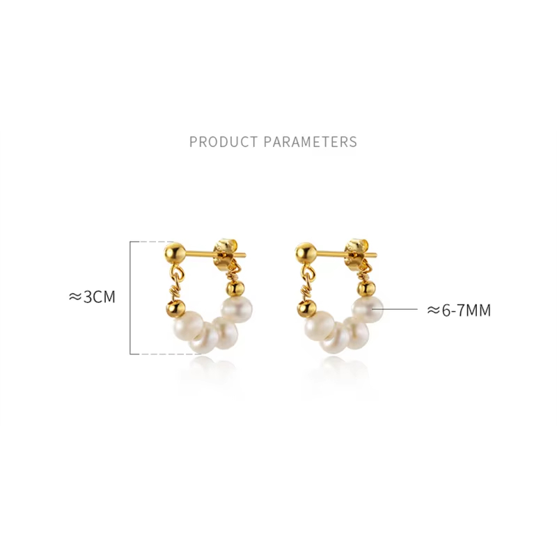 Custom Simple European Party Jewelry Punk Bohemian Natural Baroque Pearl Earrings for 925 Sterling Silver Women's Jewelry