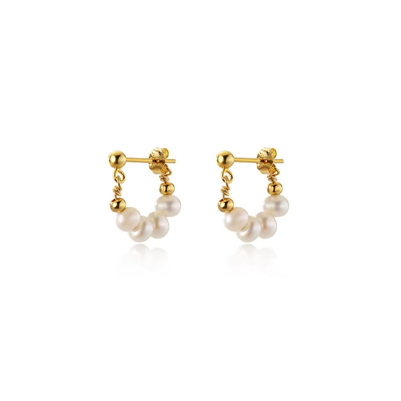 Custom Simple European Party Jewelry Punk Bohemian Natural Baroque Pearl Earrings for 925 Sterling Silver Women's Jewelry