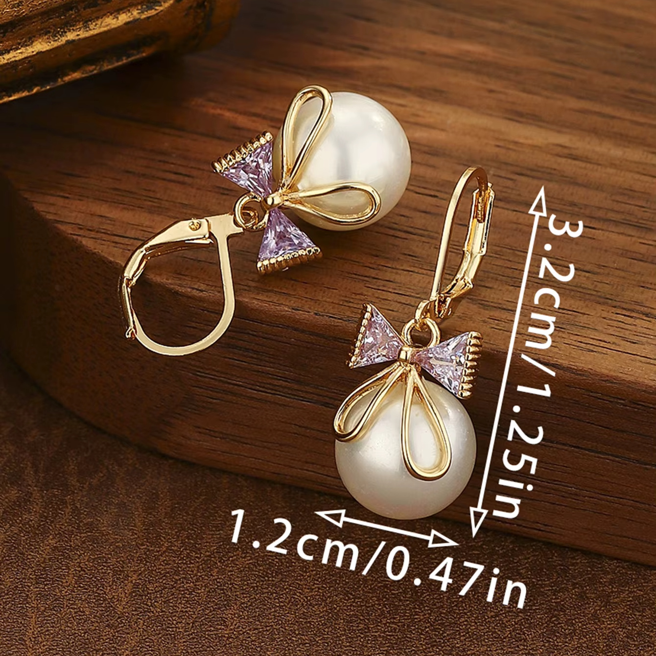 Cute Bow Design Copper Alloy Inlaid Zircon Pearl Stud Earrings Daily Wear Fashion Earrings for Holidays Perfect Gifts