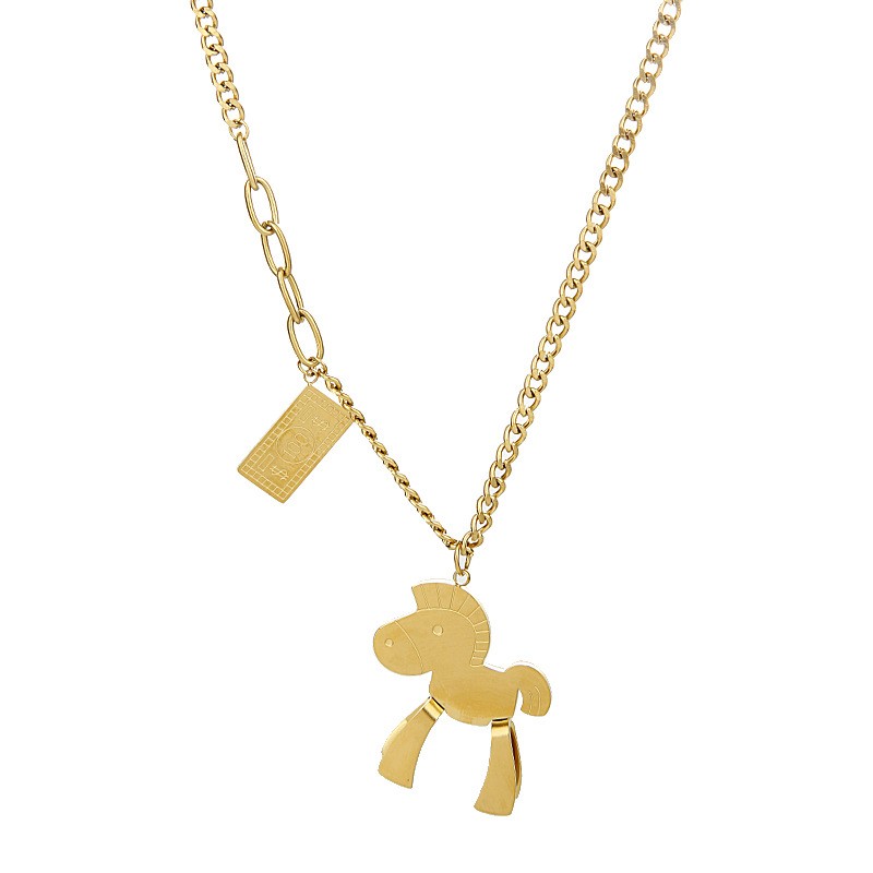 Cute Horse Pendant Gold Necklace for Women