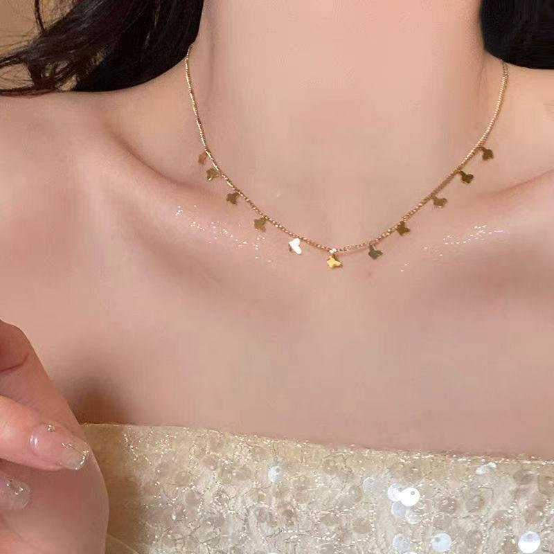 Dainty Butterfly Charm Necklace – Gold Plated Minimalist Choker for Women