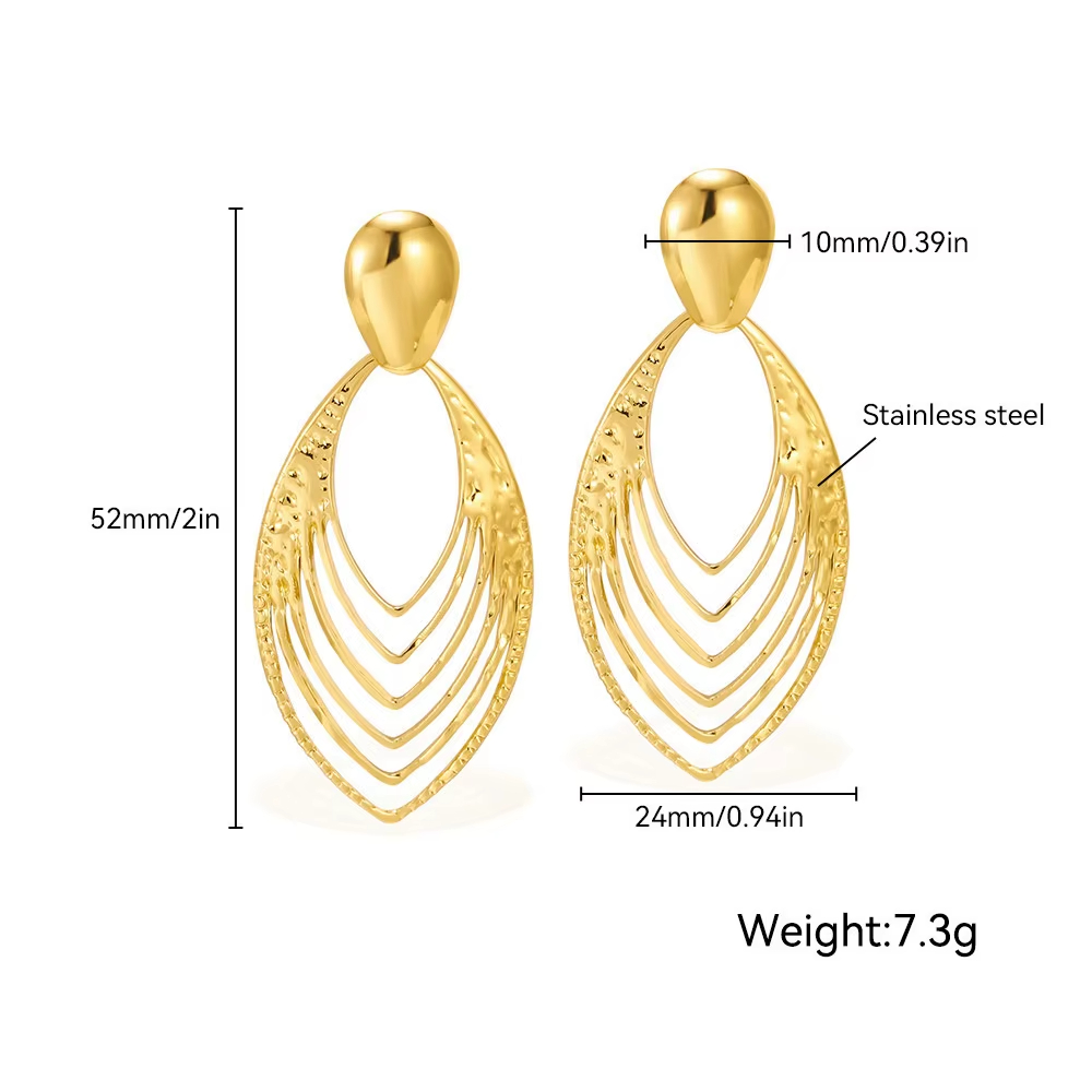 Designer Stainless Steel Hollow Leaf Pendant Earrings for Women Trendy Waterproof Female Accessories on Ear Fashion Jewelry Gift