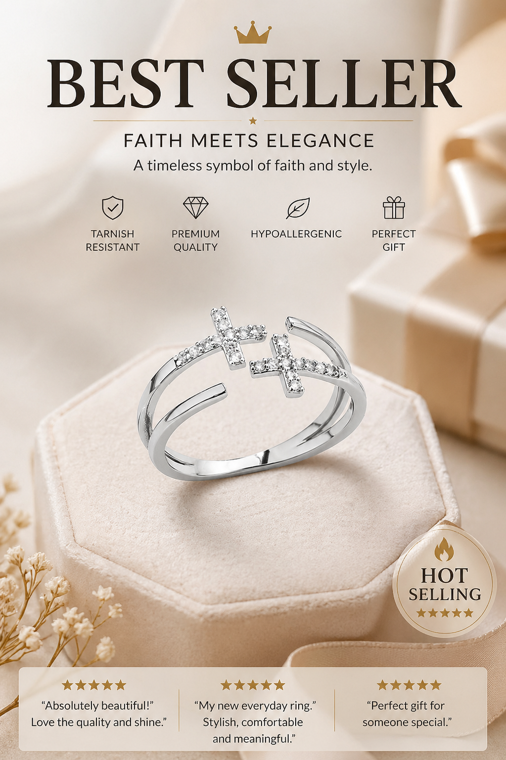 Double Cross Pavé Zircon Ring: A Modern Icon in Cross Jewelry & Stainless Steel Jewelry Trends