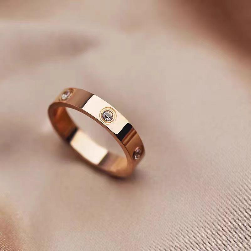 Sparkling Zircon Rose Gold Ring for Women Wedding and Party Jewelry