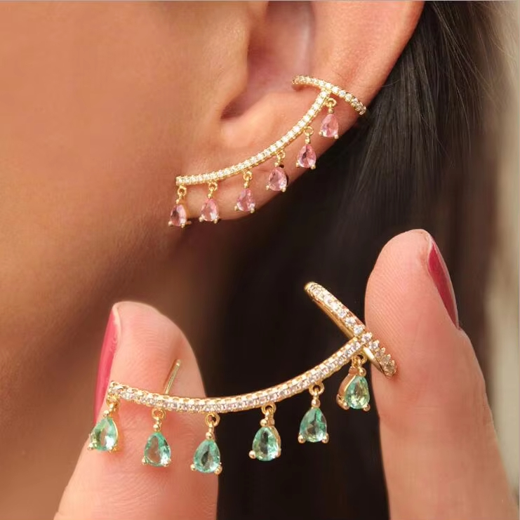 Ear Cuffs Gold Plated Cz Teardrop Earrings for Women 2026