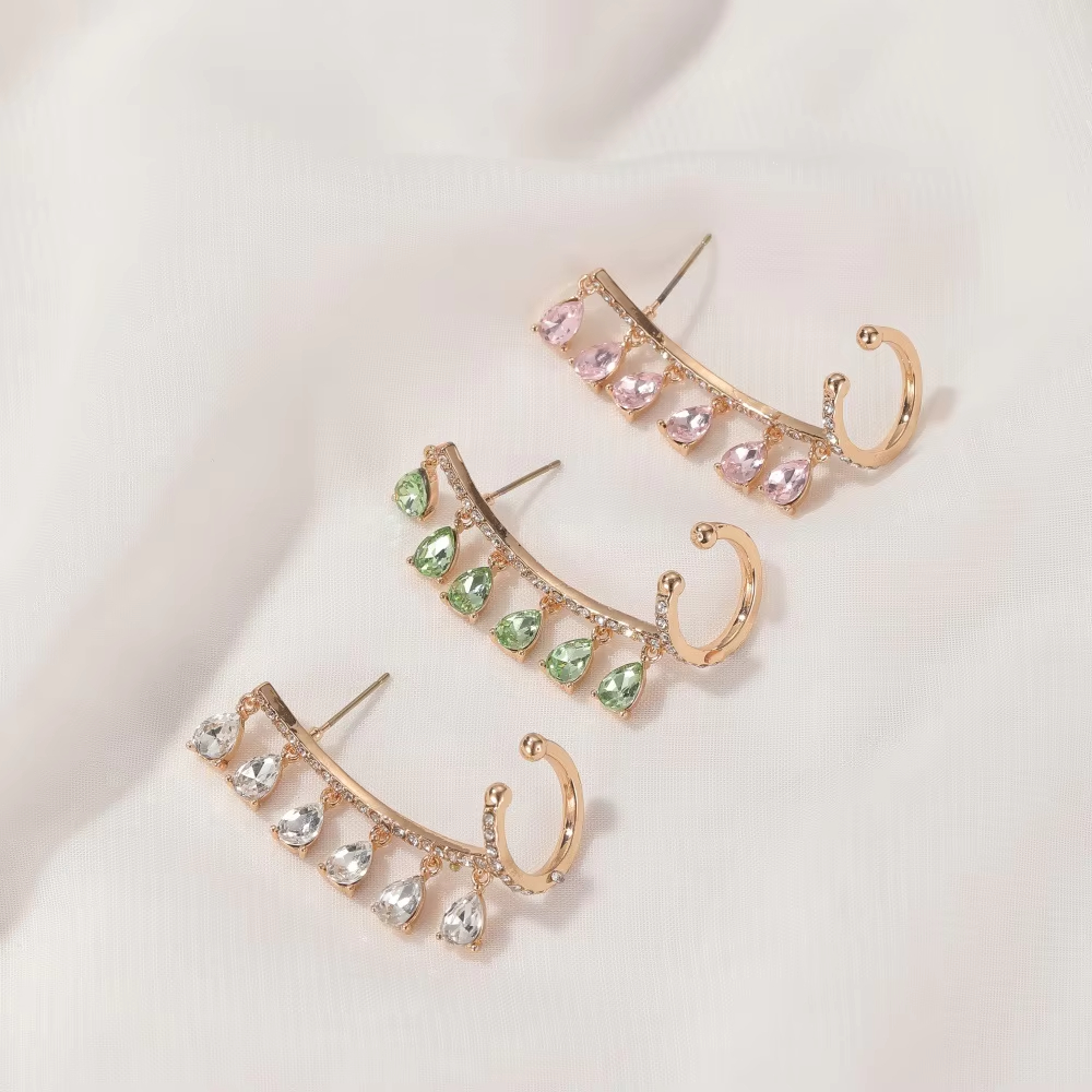 Ear Cuffs Gold Plated Cz Teardrop Earrings for Women