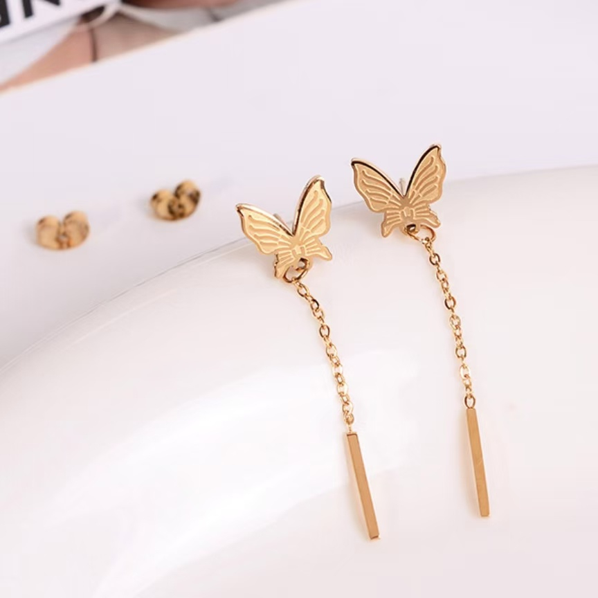 Elegant Butterfly Dangle Earrings – Women’s Stainless Steel Fashion Jewelry