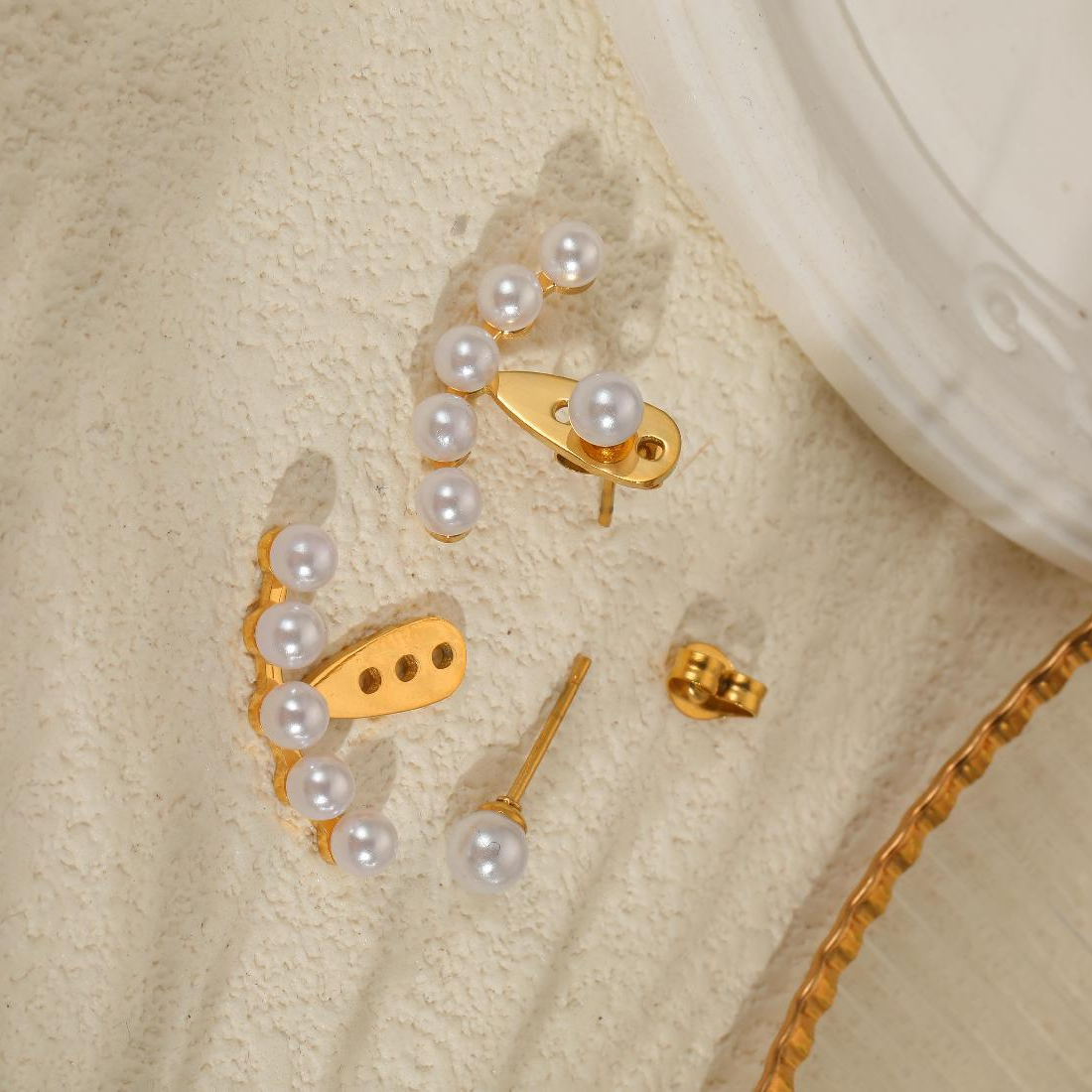 Elegant Cluster Pearl Stud Earrings for Women – Multi Faux Pearl Gold-Plated Design for Weddings, Parties, and Chic Everyday Looks