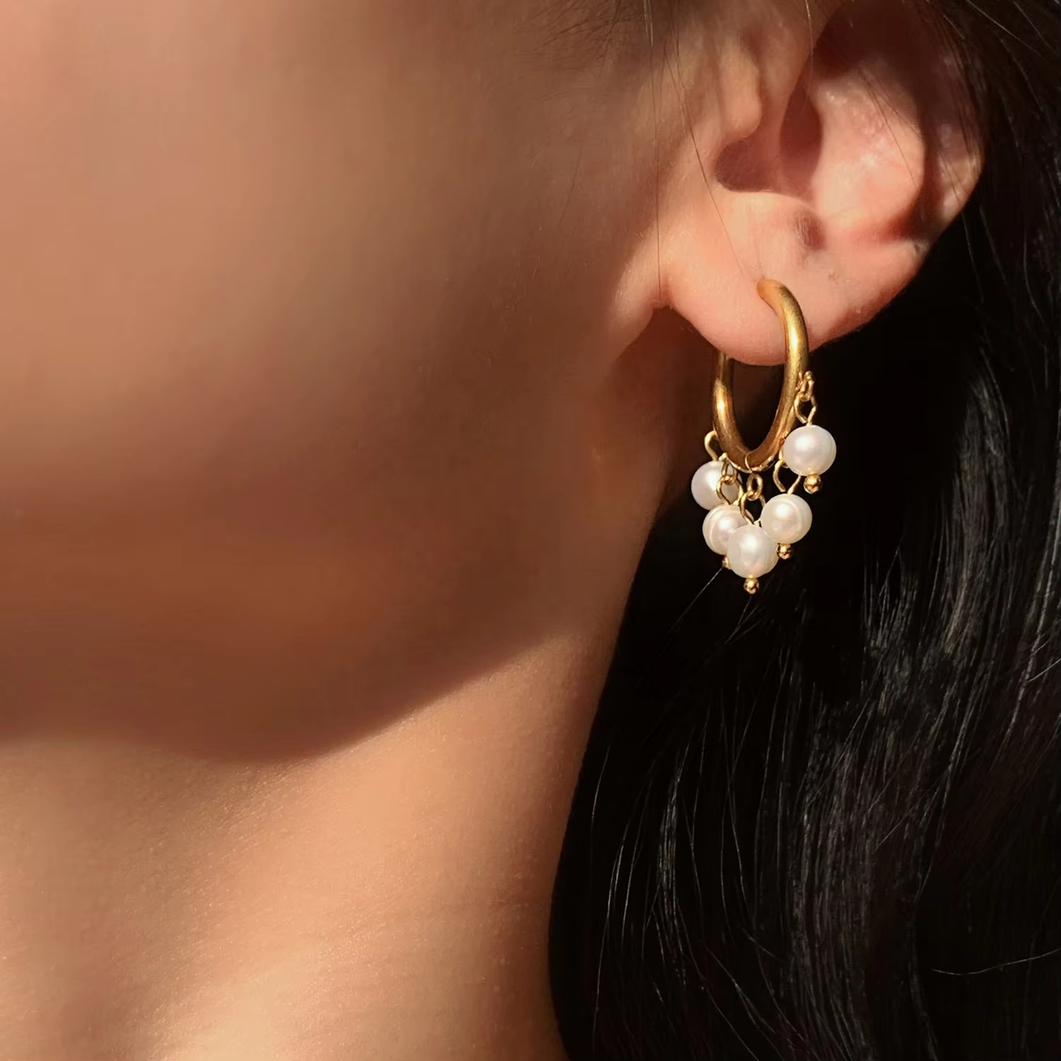 Elegant Fine Jewelry Earring Stainless Steel Tarnish Free Summer Ear Rings Luxury Earrings Women Pearl Hoop Earrings for Party