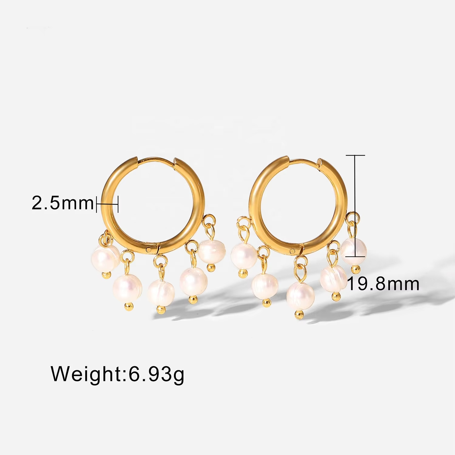 Elegant Fine Jewelry Earring Stainless Steel Tarnish Free Summer Ear Rings Luxury Earrings Women Pearl Hoop Earrings for Party