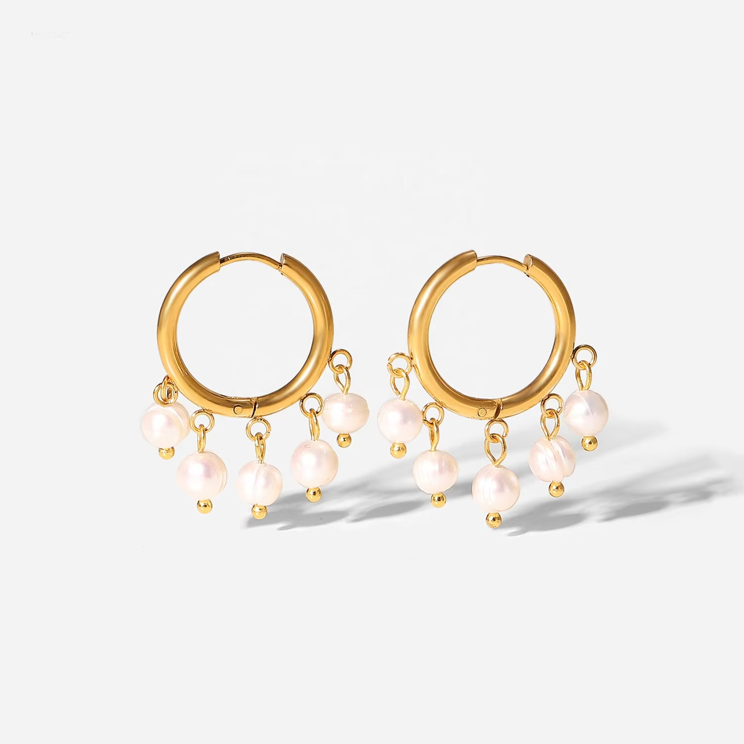 Elegant Fine Jewelry Earring Stainless Steel Tarnish Free Summer Ear Rings Luxury Earrings Women Pearl Hoop Earrings for Party