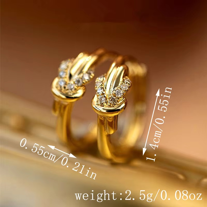 Elegant Knot Ear Ring Full Diamond Horseshoe Buckle Commuter Light Luxury Line Zircon Earrings Distinctive Household Sundries