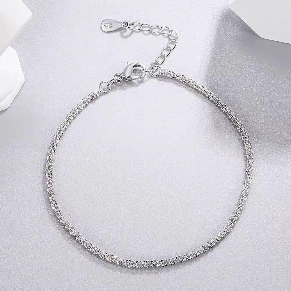 Elegant Silver Plated Tennis Bracelet with Clear Cubic Zirconia Stones for Women, Adjustable Minimalist Dainty Jewelry for Wedding or Gift