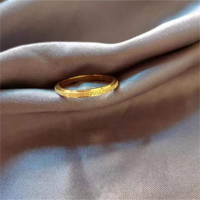 Elegant Textured Matte Gold Plated Stainless Steel Ring – Minimalist Men's Fashion Band