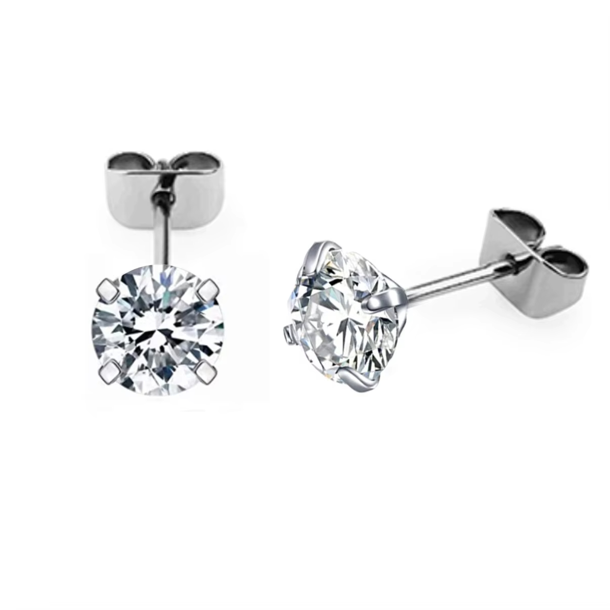 Eternal ASTM F136 Titanium 4 Prong Set Round CZ Post Earring