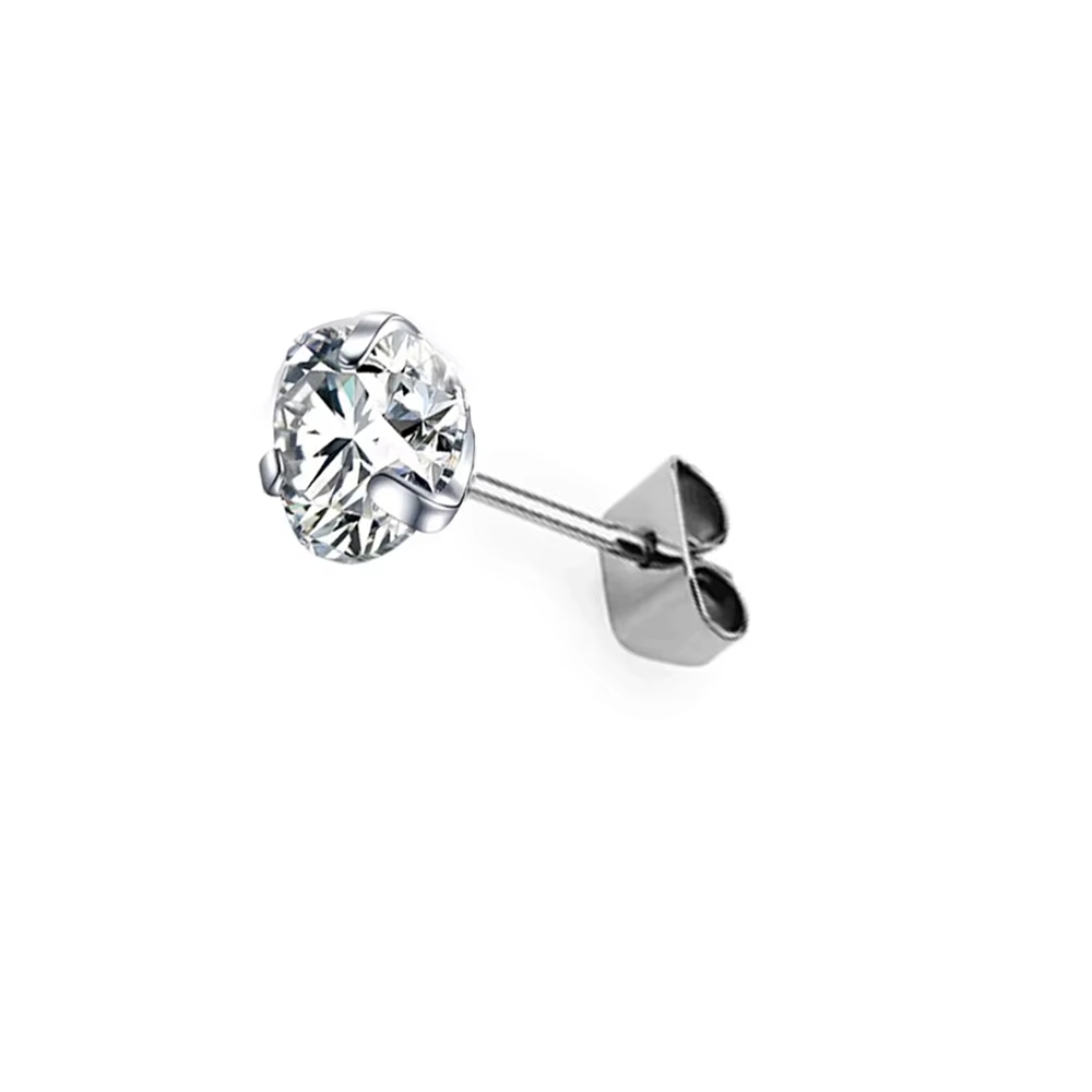 Eternal ASTM F136 Titanium 4 Prong Set Round CZ Post Earring