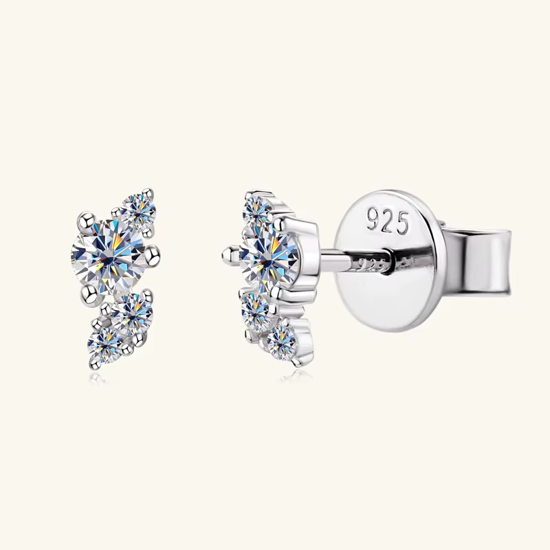 Europe United States New Fashion S925 Sterling Silver Moissanite Earrings Simple Cool Style Non-Allergic Jewelry