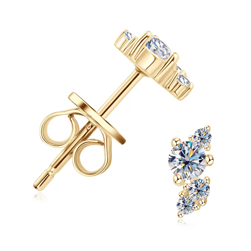 Europe United States New Fashion S925 Sterling Silver Moissanite Earrings Simple Cool Style Non-Allergic Jewelry
