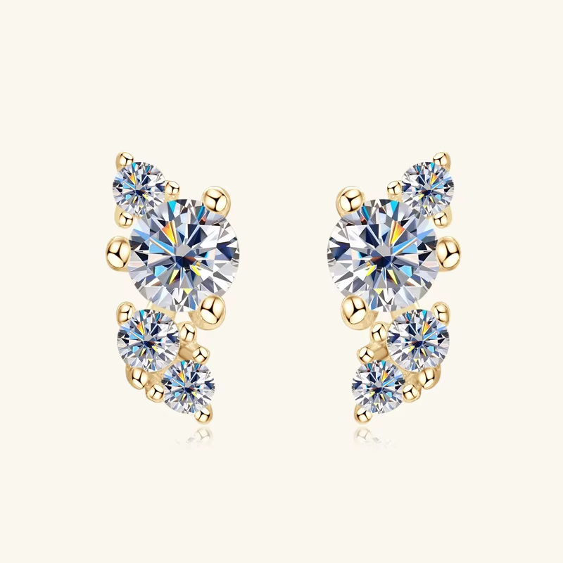 Europe United States New Fashion S925 Sterling Silver Moissanite Earrings Simple Cool Style Non-Allergic Jewelry