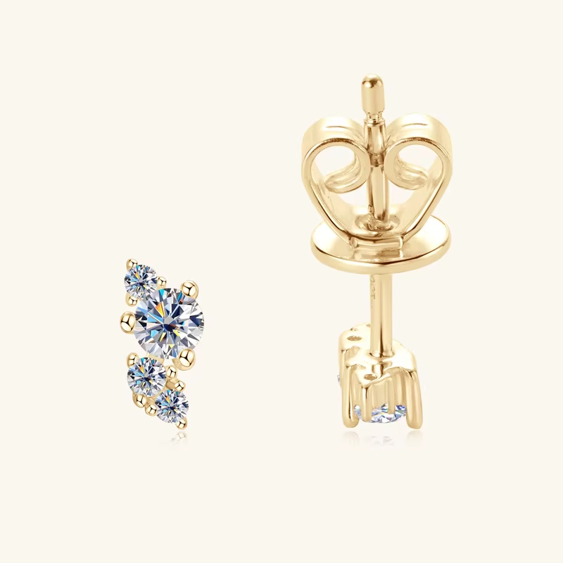 Europe United States New Fashion S925 Sterling Silver Moissanite Earrings Simple Cool Style Non-Allergic Jewelry