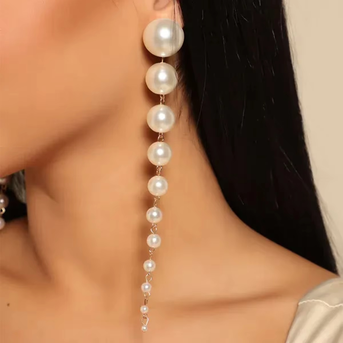 European American Cross-Border Irregular Natural Stone Tassel Kevlar Women's French Retro Light Luxury High-End Earrings