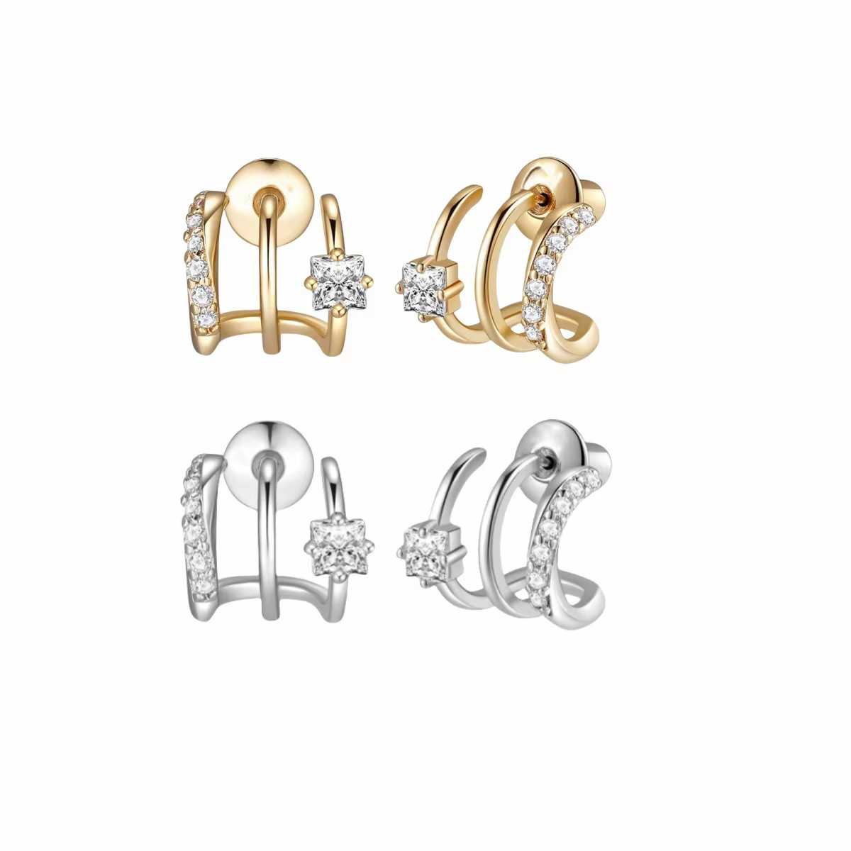 European American Cross-border Hot Sale Fashion Zircon Inlaid Personalized Claw Women's Earrings