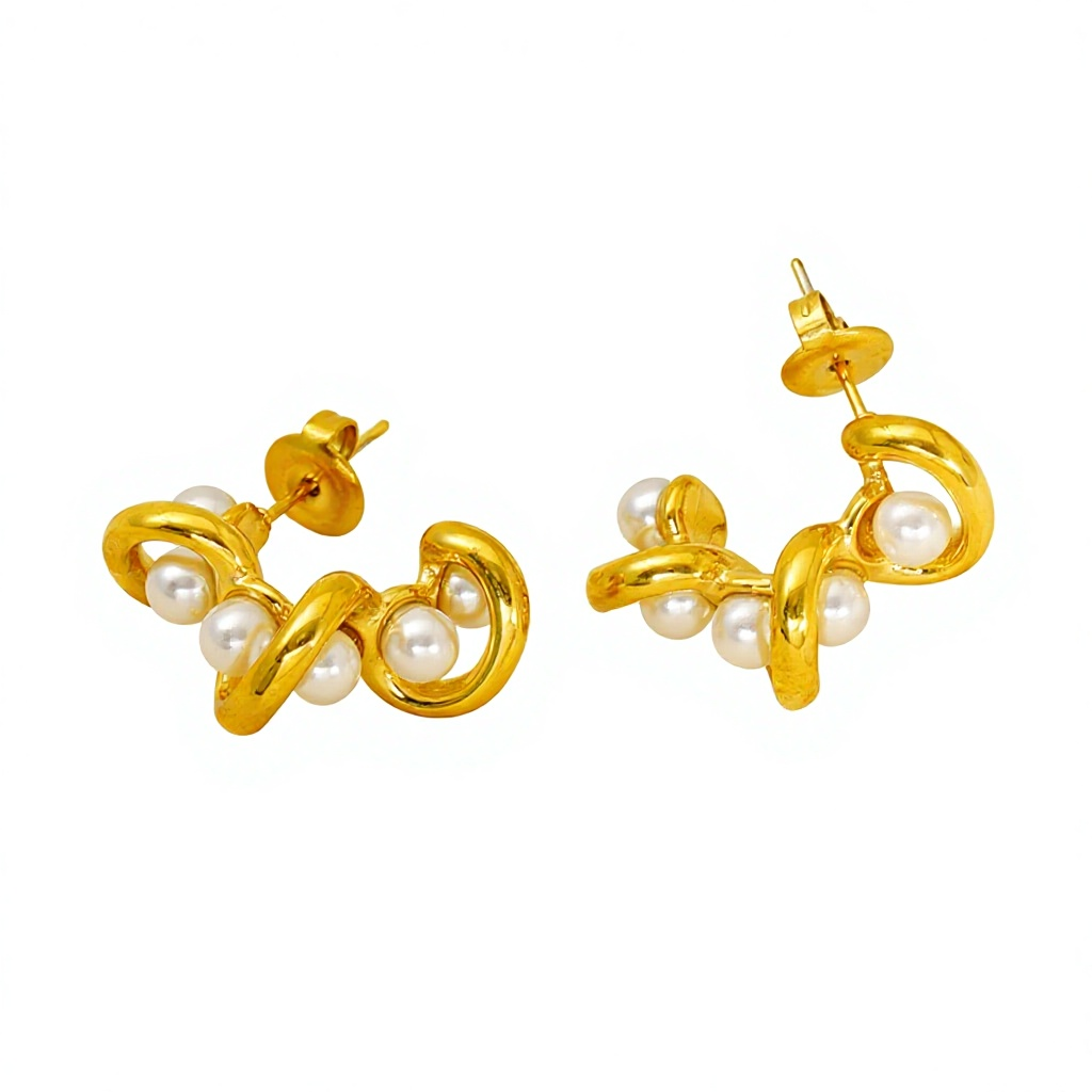 European American Fashion New Pearl Irregular Stainless Steel Gold Plated Women's Office/Career Simple Light Luxury Earrings