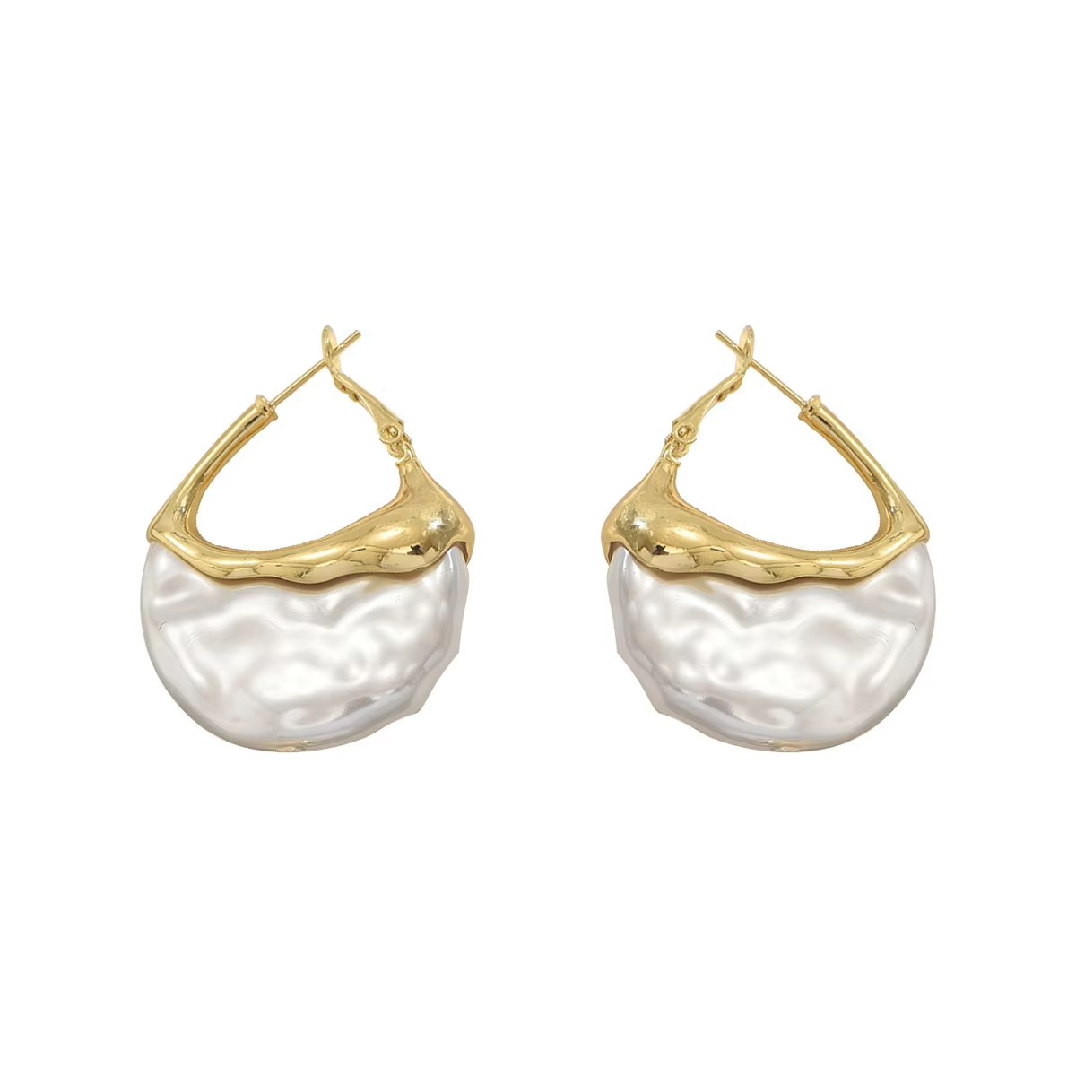 European American Style Versatile Elegant Gold Plated Imitation Pearl Butterfly Stud Earrings High-End Luxury Fashion Jewelry