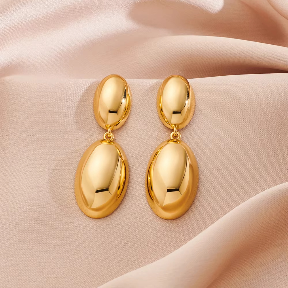 European American Trendy Geometric Drop Earrings High-End Brass Electroplated Fashionable Cross-Border Internet Celebrity