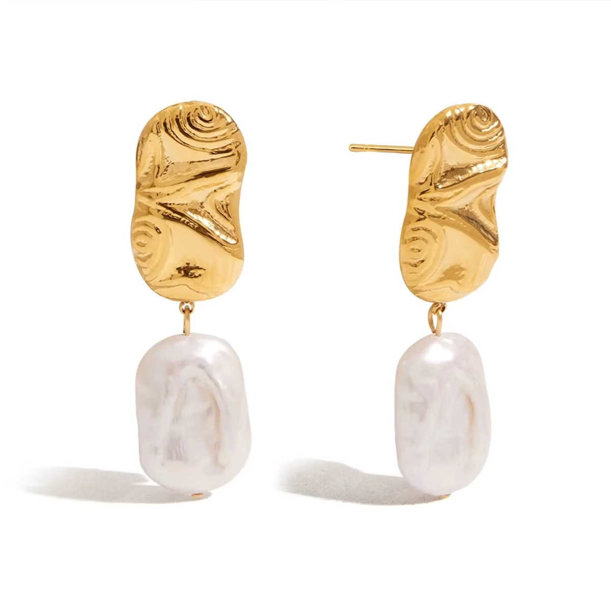 European and American Stainless Steel Luxury Design Earrings for Women, High-End Pearl Drop Statement Fashion Jewelry