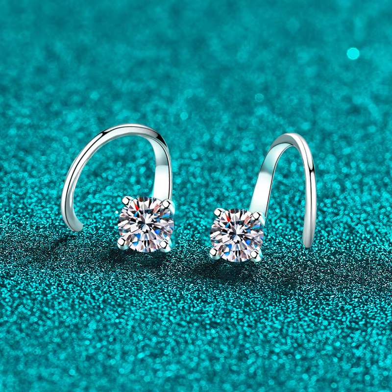 Factory Custom 925 Sterling Silver Moissanite Huggie Earrings OEM ODM Jewelry Manufacturer