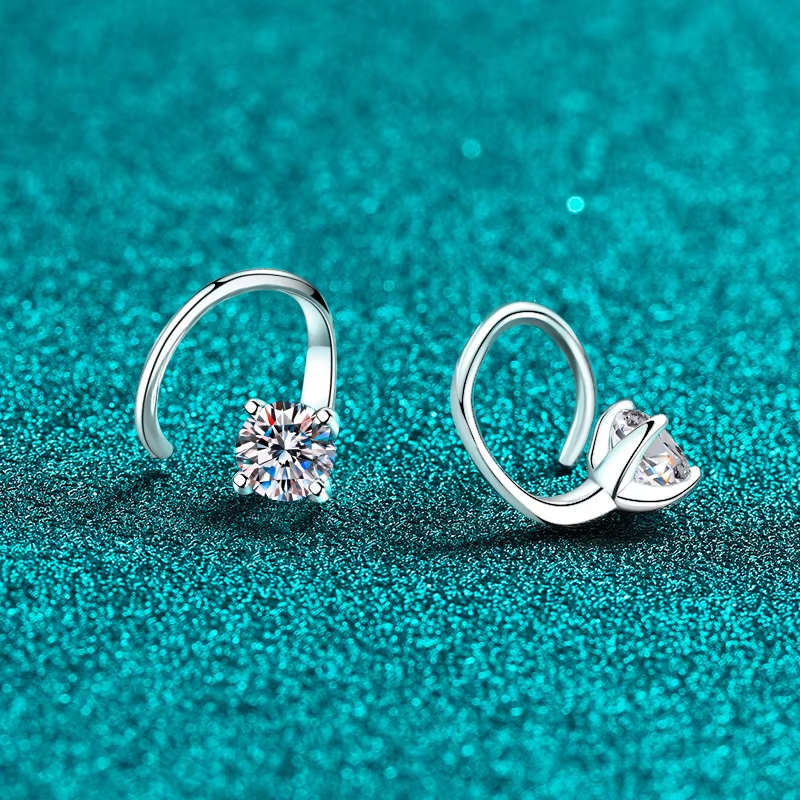 Factory Custom 925 Sterling Silver Moissanite Huggie Earrings OEM ODM Jewelry Manufacturer