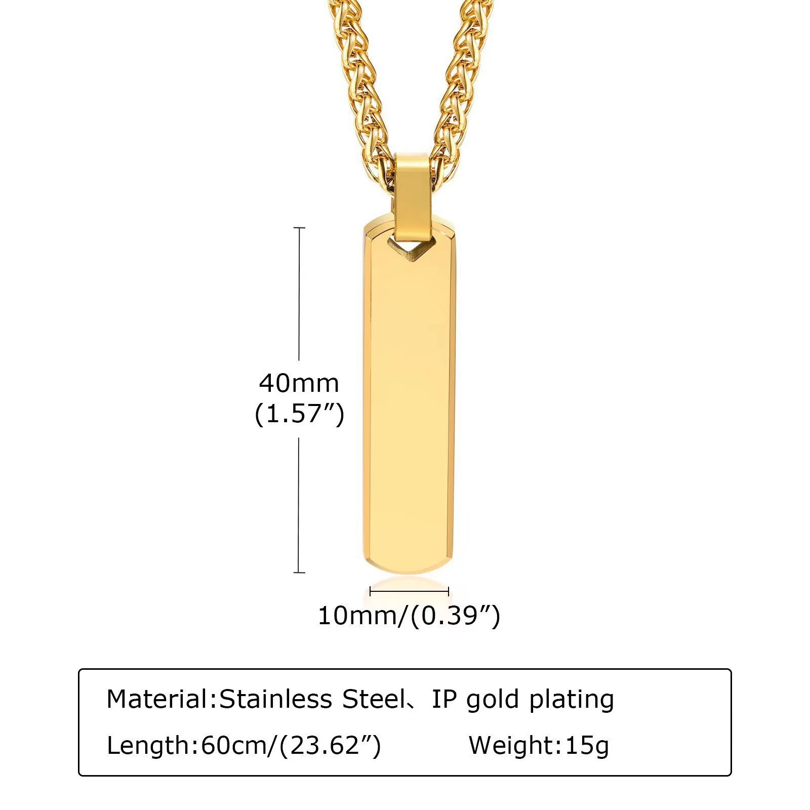 Factory Custom Blank Bar Necklace Waterproof Stainless Steel Anti Tarnish Trendy DIY Engrave Necklace