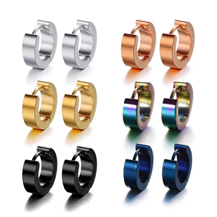 Factory Direct Wholesale Price Men Earrings Fashion Jewelry Earrings Hoops Earrings Stainless Steel Gold Plated