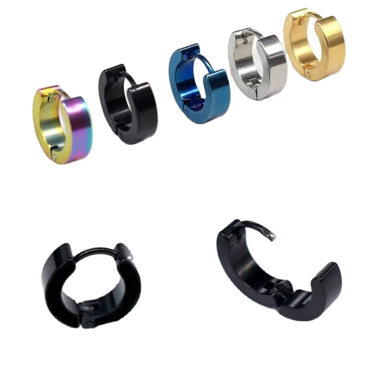 Factory Direct Wholesale Price Men Earrings Fashion Jewelry Earrings Hoops Earrings Stainless Steel Gold Plated