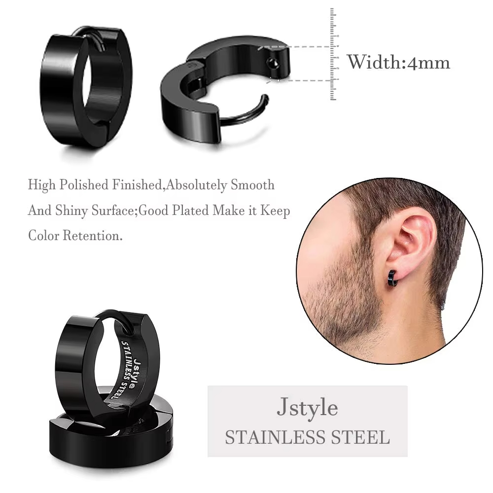 Factory Direct Wholesale Price Men Earrings Fashion Jewelry Earrings Hoops Earrings Stainless Steel Gold Plated