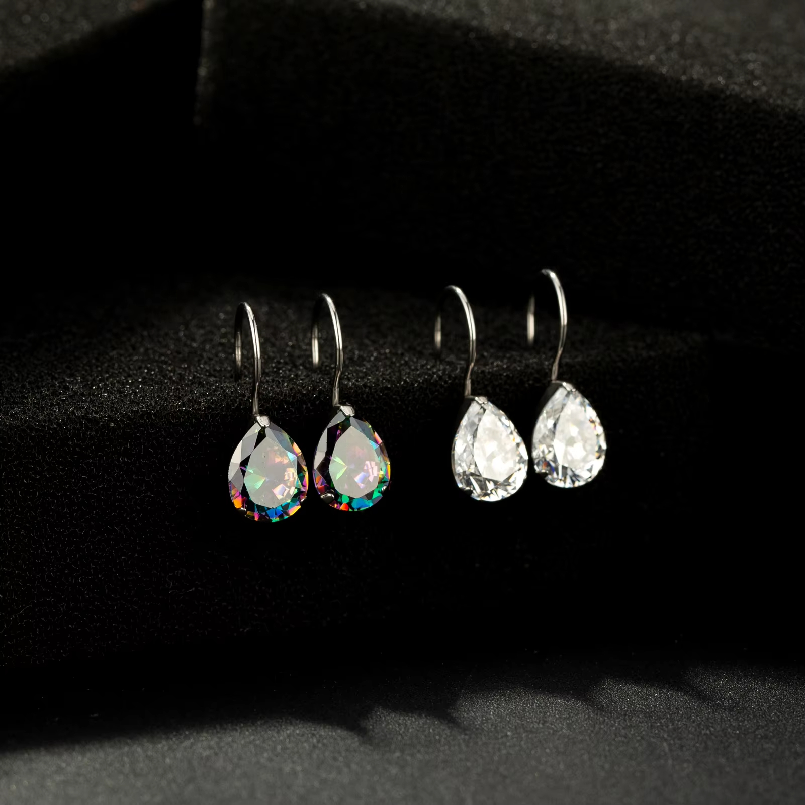 Factory Handmade F136 Titanium Earrings Oval-Drop Shape Colorful CZ Stones Earrings Wholesale Jewelry
