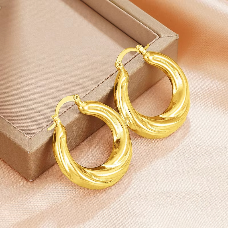 Factory Wholesale Big Circle Design Glossy Hoop Earrings for Women/Men Fashion Jewelry Silver/Gold Color Plated Earrings