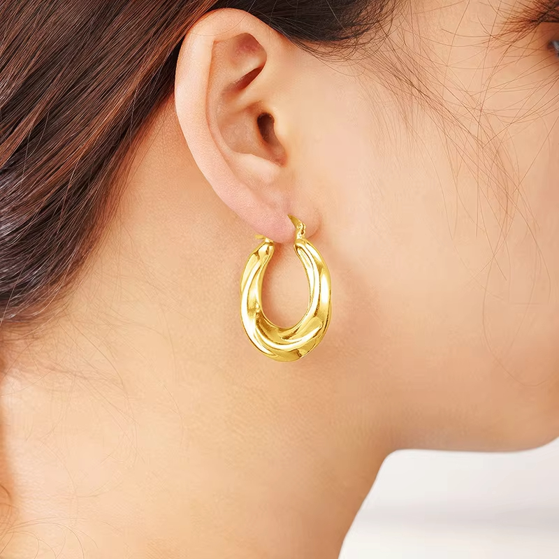 Factory Wholesale Big Circle Design Glossy Hoop Earrings for Women/Men Fashion Jewelry Silver/Gold Color Plated Earrings