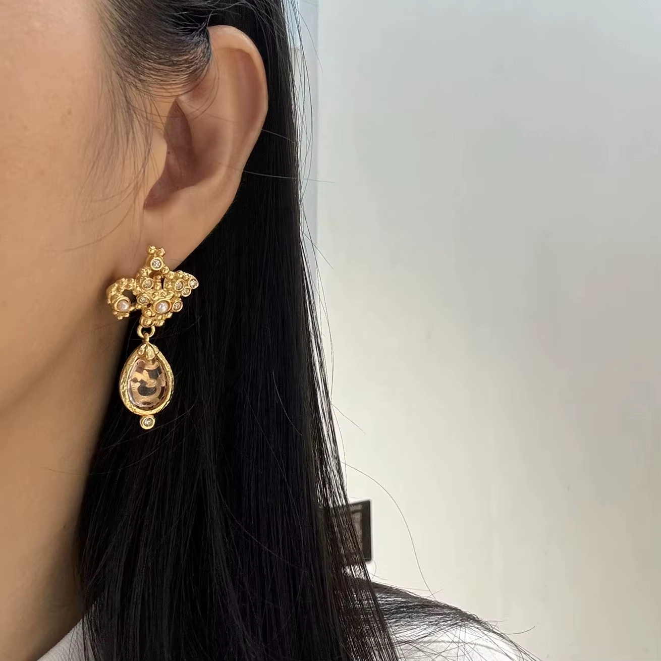 Fashion Earrings Wholesale pink Crystal Earrings Jewelry Women Mini Pearl Cz Diamond Beaded Stud Gold Plated and Crystal Earring