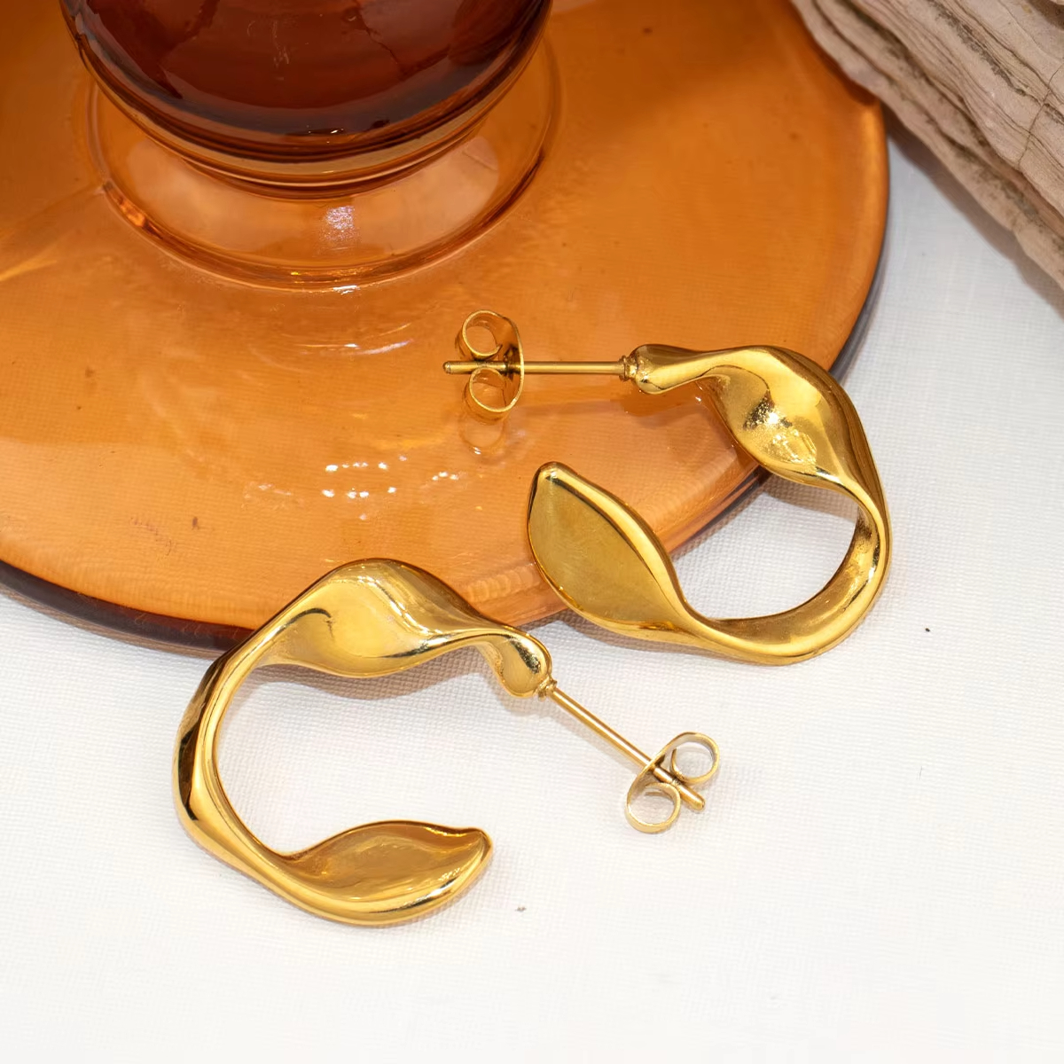 Fashion Jewelry Earrings Twisted Irregular Earrings PVD Stainless Steel Jewelry Hypoallergenic Designer Earrings for Women