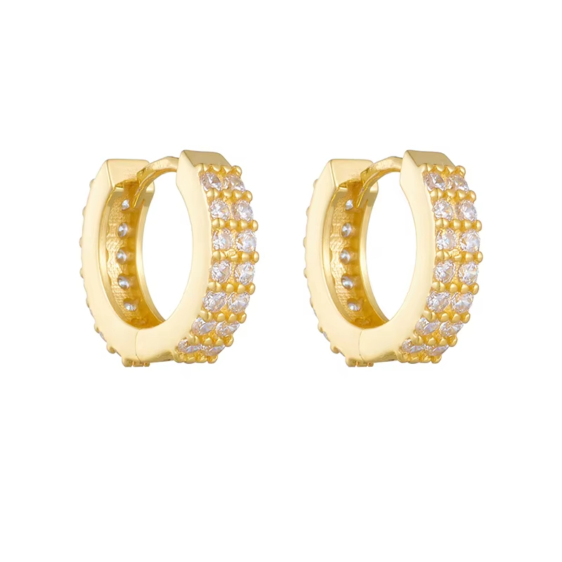 Fashion Jewelry Earrings for Women 925 Silver Earrings with Gold Plated Hoops