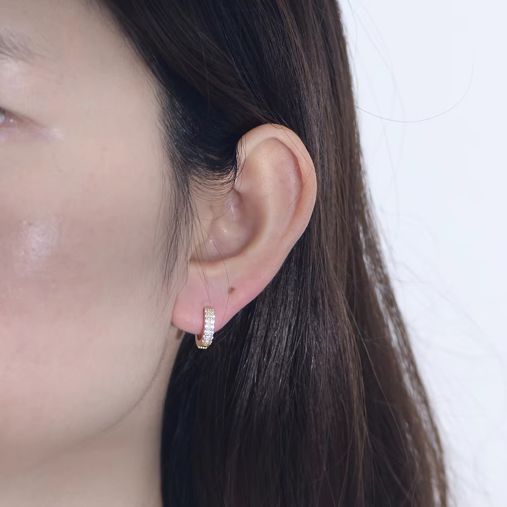 Fashion Jewelry Earrings for Women 925 Silver Earrings with Gold Plated Hoops